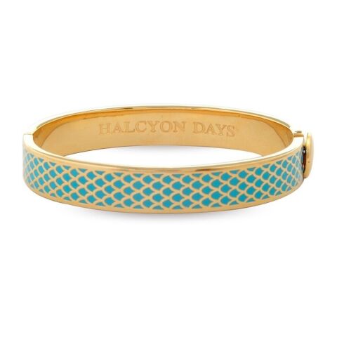 1 Cm Salamander Turquoise Gold Hinged Bangle