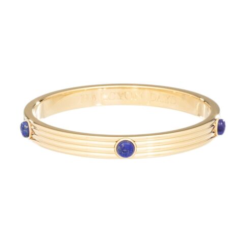 Ribbed Cabochon Deep Cobalt Gold Bangle