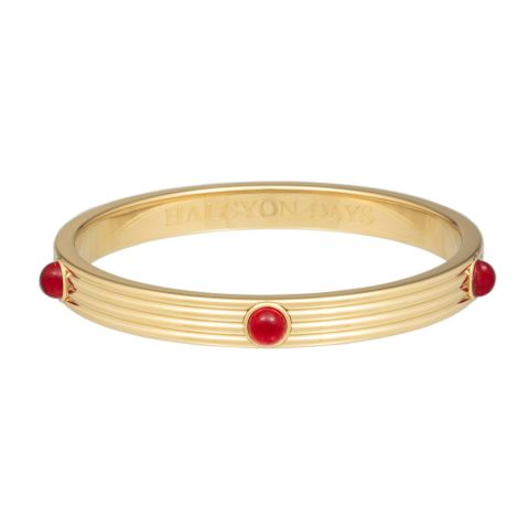 Ribbed Cabochon - Ruby - Gold - Bangle