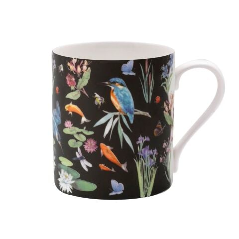 Kingfisher Iris Black Non Gild Mug Set X 2