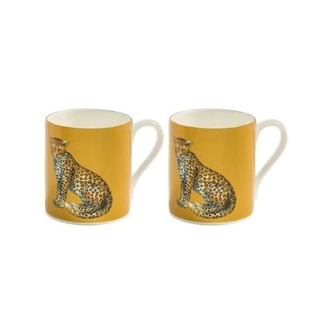 Mw Leopard Gold Non Gild Mug Set X 2