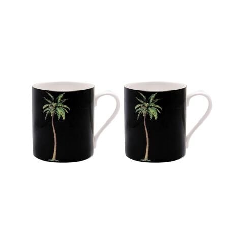 MW - Palm - White & Black - Non Gild - Mug Set x 2