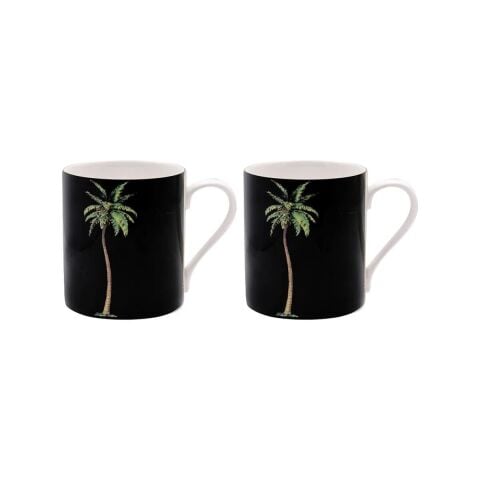 Mw Palm White And Black Non Gild Mug Set X 2