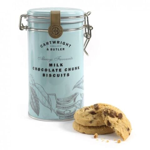 C B Milk Chocolate Chunk Biscuits in Tin 200g