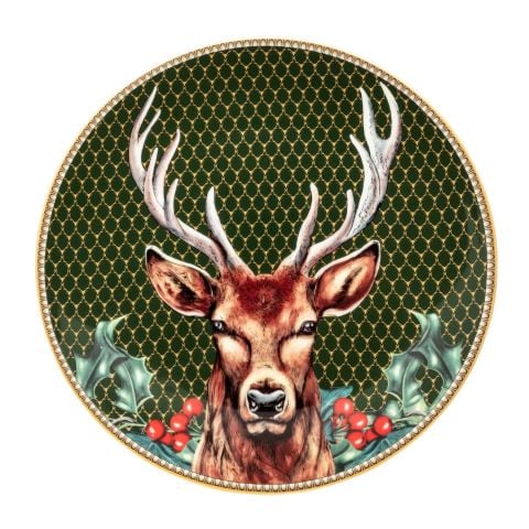 GC - Antler Trellis Green & Stag - 8'' Coupe Plate