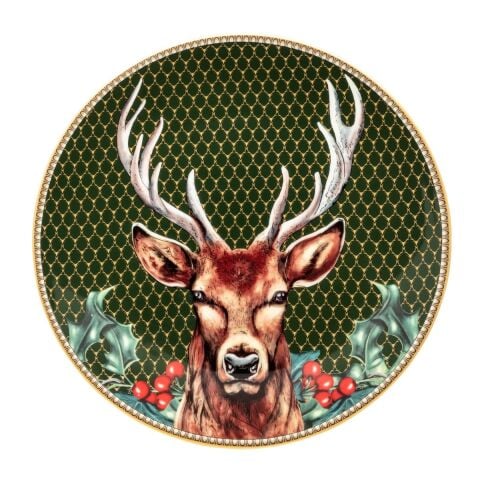 Gc Antler Trellis Green And Stag 20 Cm Coupe Plate