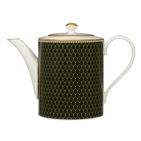 Gc Antler Trellis Dark Green Gold Teapot