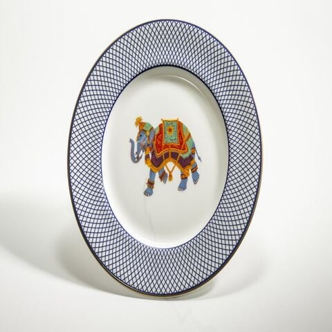 Ceremonial Indian Elephant -wht - 8'' Plate