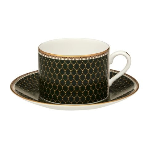 GC - Antler Trellis - Dark Green - Gold - Teacup and Saucer
