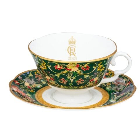 Woodland Wildlife Gold Fluted Teacup And Saucer