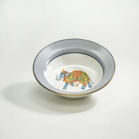 Ceremonial Indian Elephant White - 9'' Rim Soup - NEW