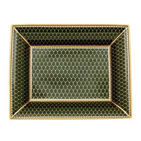 Gc Antler Trellis Dark Green Gold Trinket Tray