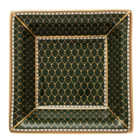 Gc Antler Trellis Dark Green Gold Square Tray