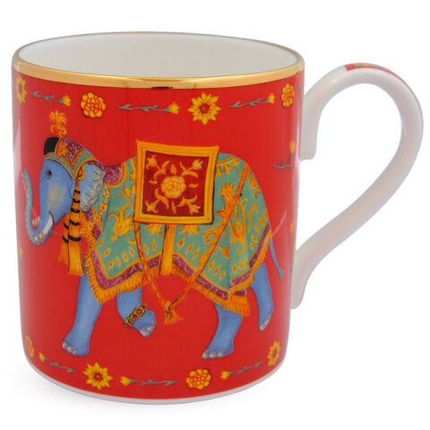 Ceremonial Indian Elephant Red Mug