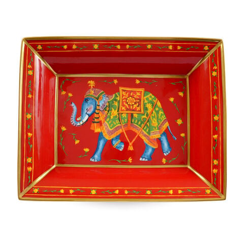 Ceremonial Indian Elephant Red Trinket Tray