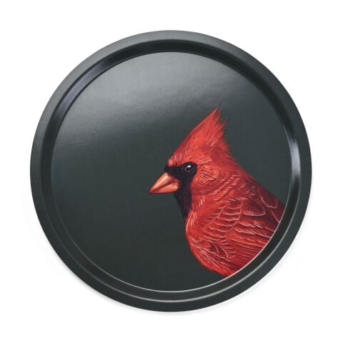 Woodland Wildlife - Red Cardinal - Round Birchwood Tray