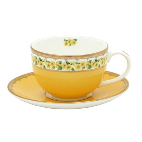 CoM - Shell Garden Floral - Primula Yellow - Teacup & Saucer
