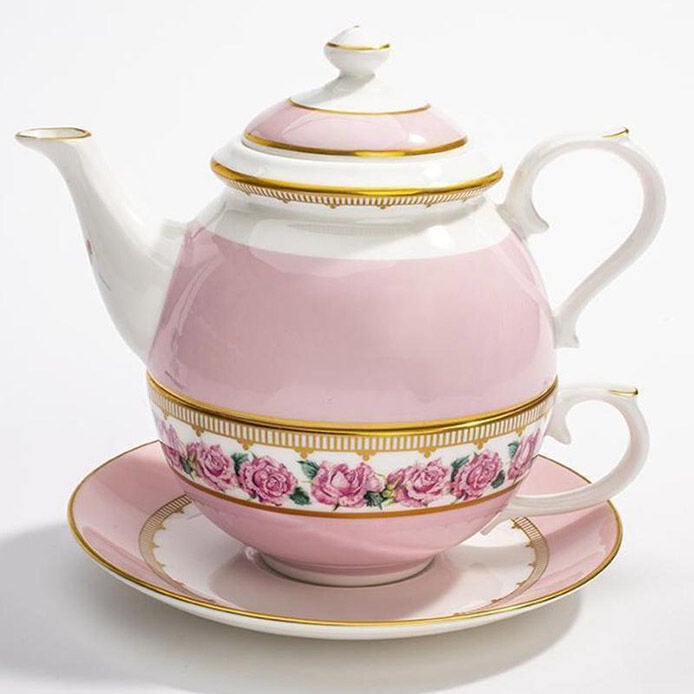 Com Shell Garden Floral Rose Pink Tea For One