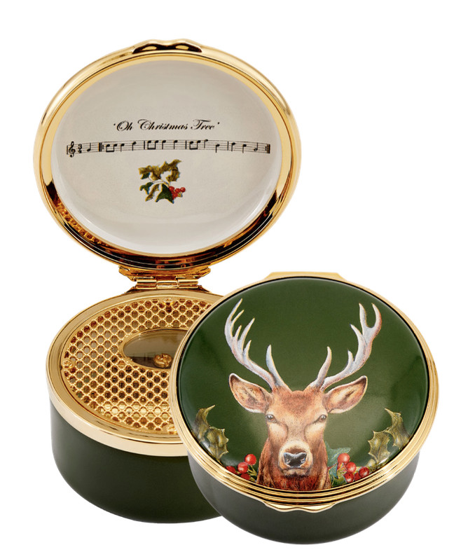 Woodland Wildlife Stag Oh Christmas Tree Musical Enamel