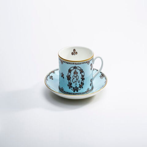 Com Shells Blue Teacup And Saucer