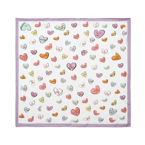 TR - Love Hearts - Cream - 45x45 - 100% Silk Mini Scarf