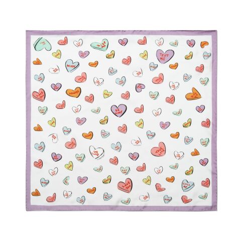 Tr Love Hearts Cream 45X45 100 Percent Silk Mini Scarf
