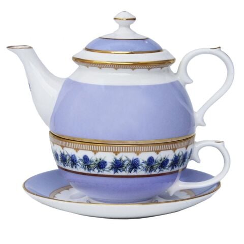 Com Shell Garden Floral Thistle Lilac Tea For One