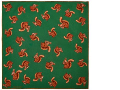 Woodland Wildlife Squirrel 45x45 %100 Silk Mini Scaf