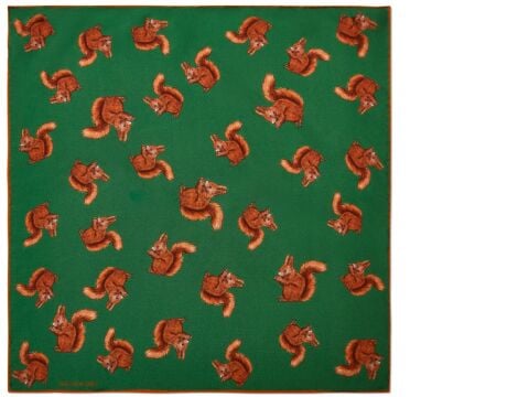 Woodland Wildlife Squirrel 45x45 %100 Silk Mini Scaf