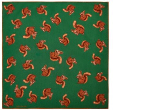 Woodland Wildlife Squirrel 45x45 %100 Silk Mini Scaf