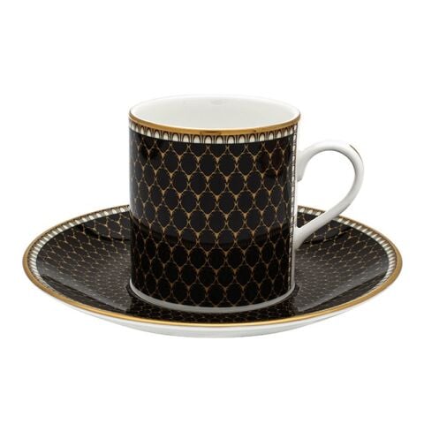 Antler Trellis - Black - Coffee Cup & Saucer Set x 6
