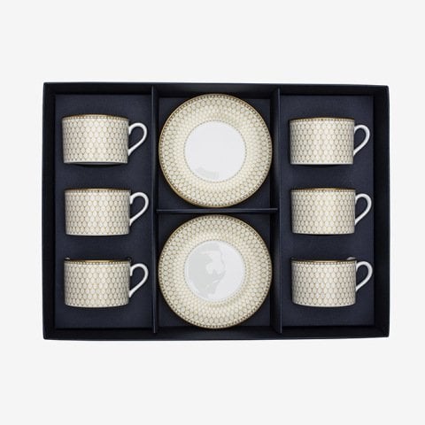 Antler Trellis - Ivory - Teacup & Saucer Set x 6
