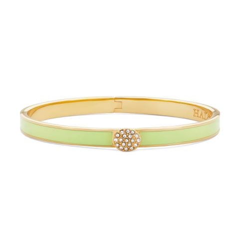 6MM Skinny Plain Pave button Meadow Hinged Bangle