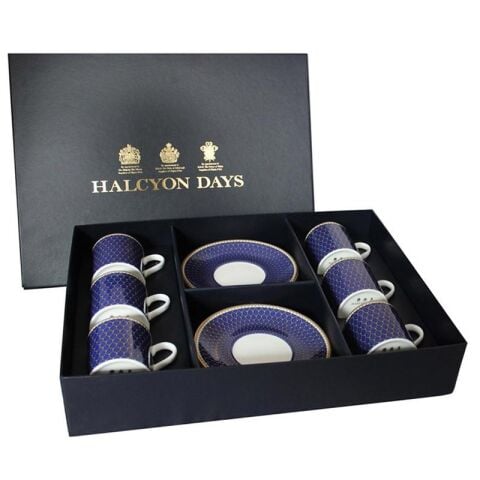 Antler Trellis - Midnight - Coffee Cup & Saucer Set x 6