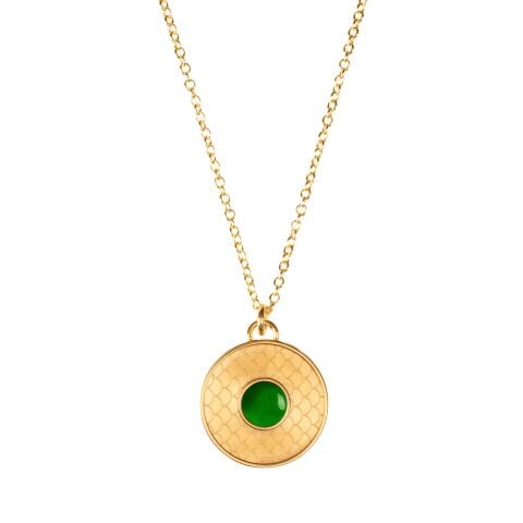 Salamander Cabochon Emerald Gold Necklace