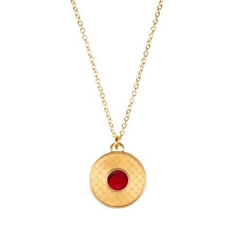 Salamander Cabochon Ruby Gold Necklace