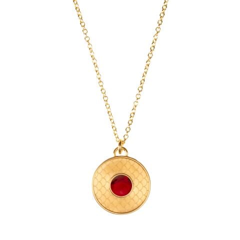 Salamander Cabochon Ruby Gold Necklace