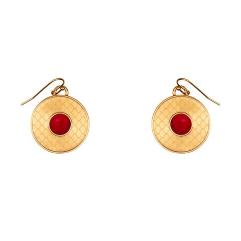 Salamander Cabochon Ruby Gold Earrings