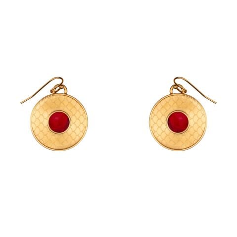 Salamander Cabochon Ruby Gold Earrings