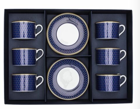 Antler Trellis - Midnight - Tea Cup & Saucer Set x 6