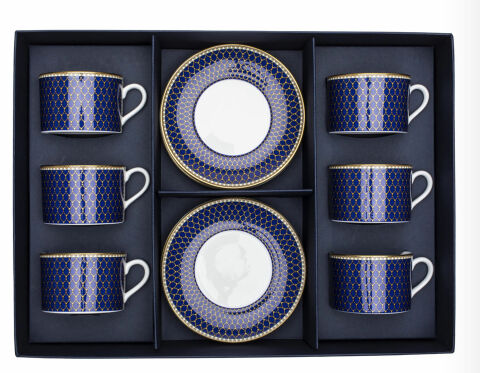 Antler Trellis Midnight Tea Cup And Saucer Set X 6