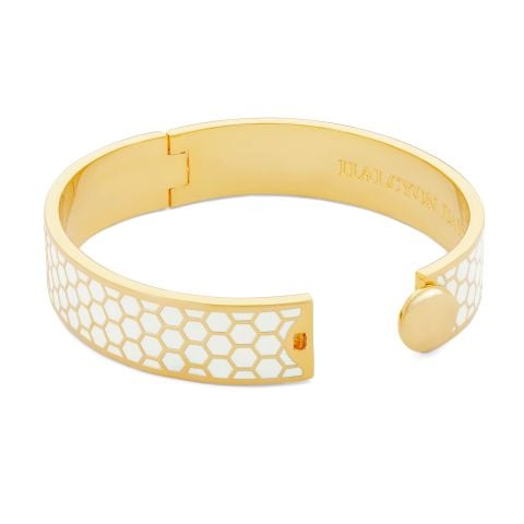 13mm Honeycomb Cream Gold Hinged Bangle