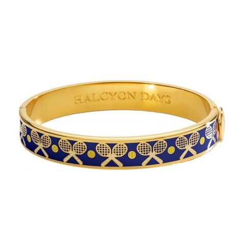 1cm Tennis Deep Cobalt Gold Hinged Bangle