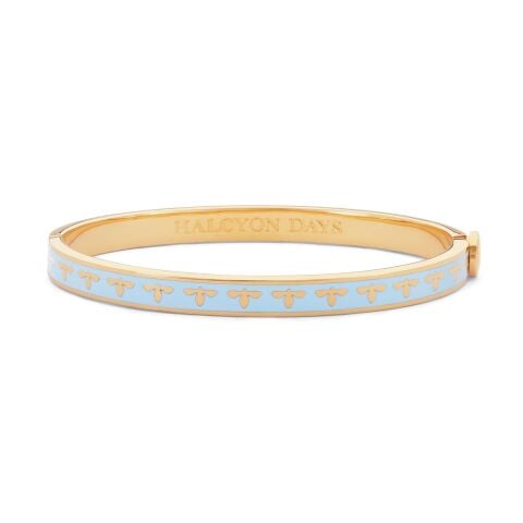 6mm Bee Forget me Not Gold Hinged Bangle