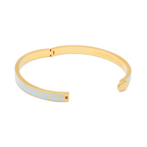 6mm Bee Forget me Not Gold Hinged Bangle