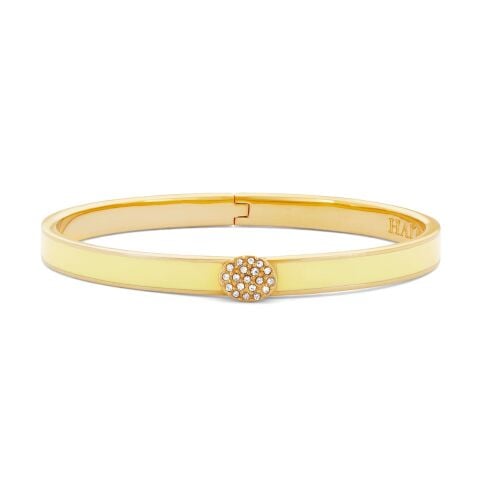 6mm Skinny Plain Pave Button Buttercup  Hinged Bangle