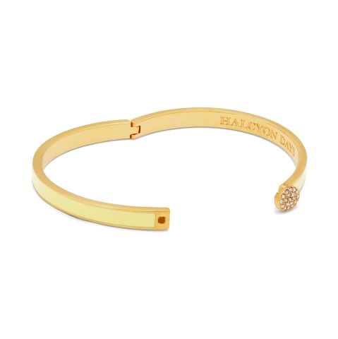 6mm Skinny Plain Pave Button Buttercup  Hinged Bangle