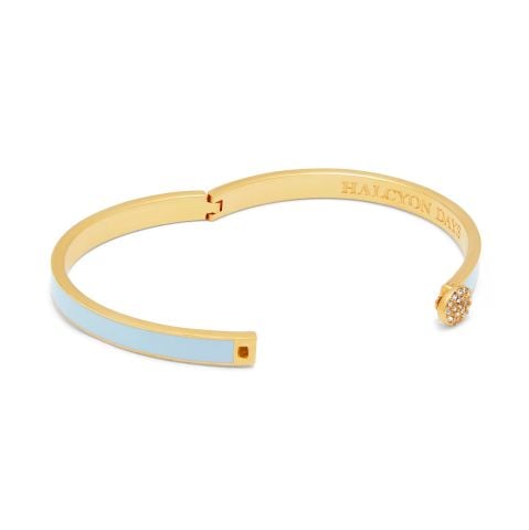 6mm Skinny Plain Pave Button Forget me Not Hinged Bangle