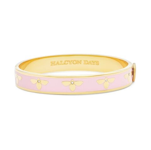 1cm Bee Pink Gold Hinged Bangle