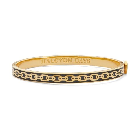 6mm Chain Black Gold Hinged Bangle